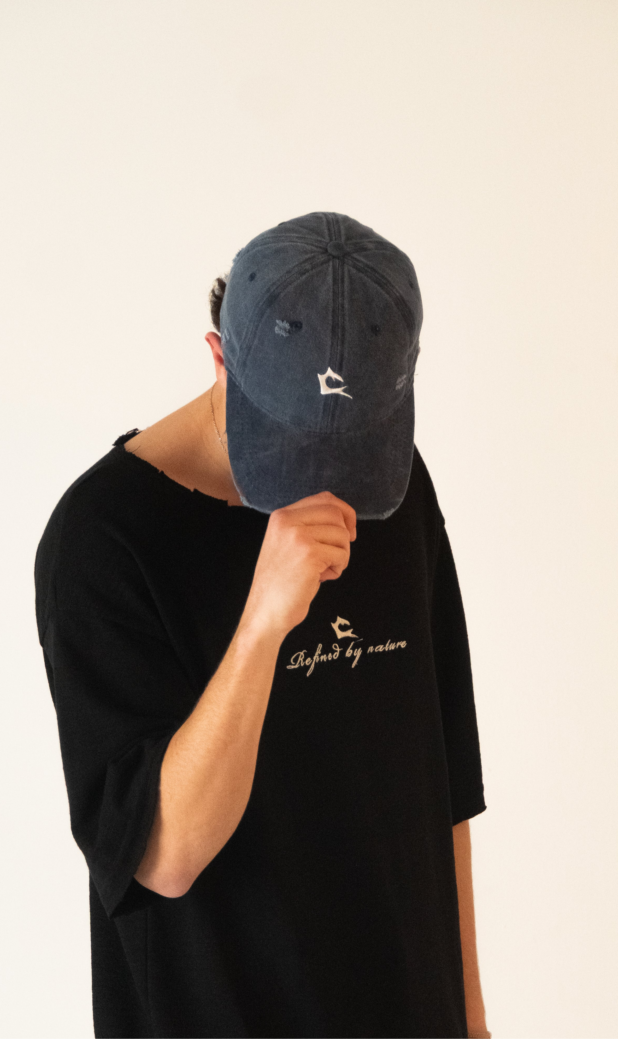 כובע קלארו משופשף כחול נייבי